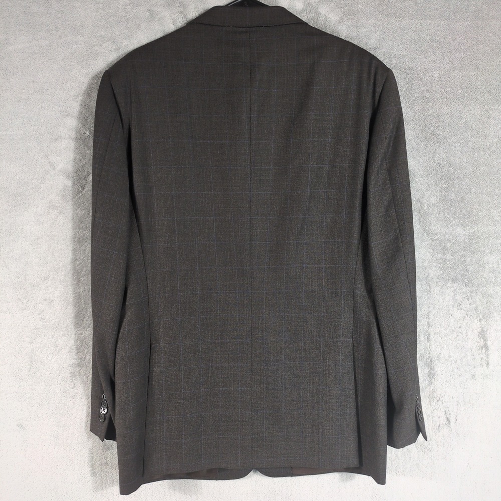 Ermenegildo Zegna Mens Brown‎ Blue Windowpane 100% Wool 3 Button Blazer 46R - Picture 4 of 16